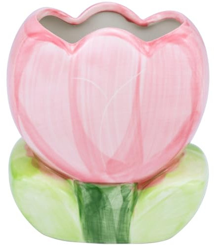 Busnos Pinselhalter Cute Stiftehalter Rosa Boho Style Tulpen Zimmer Deko Kawaii Geschenk Für Frauen Geburtstag Pen Holder Schreibtisch Stifte Organizer Büro Aesthetic Make Up Organizer für Mädchen