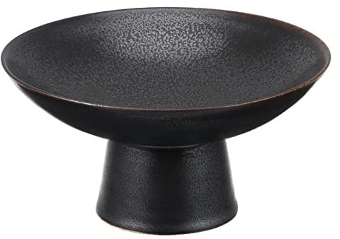 Ciieeo Ceramic Footed Bowl Round Pedestal Bowl Decorative Fruit Dish Holder Dessert Display Stand Serving Fruit Tray for Kitchen Counter Centerpiece Table Decoration Black