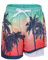 Short de bain 2 en 1 pour garçons avec doublure de compression - Séchage rapide - Pour garçons de 5 à 16 ans, Palmier rose vert, 13-14 ans
