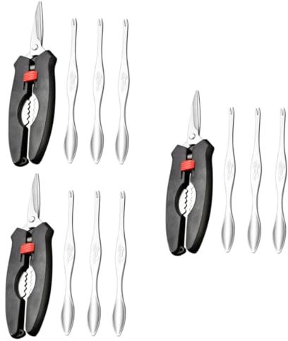 OFFSCH 3 Sets 4 Stück Krabbenfresser Hummerbeinschäler Hummerschere Meeresfrüchte Knallbonbons Und Werkzeuge Nussöffner Meeresfrüchte Gabeln Aus Stahl Krabbengabeln