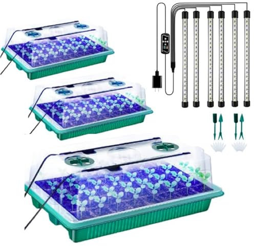Invernadero, 3PCS Macetas De Cultivo Invernadero Pequeño Conjunto De Cultivo Invernadero De Interior 120 Celdas Con Lámpara Para Plantas Para El Crecimiento De Plantas Y La Germinación De Semillas