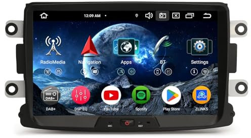 8-Kern 4GB+64GB 8 Zoll Android 14 Autoradio mit GPS Navi für Renault Dacia Logan Duster Sandero Dokker Lodgy Kabelloses CarPay Android Auto Bluetooth 5.0 WiFi 4G DSP DAB+ OBD2 USB RDS DVB-T2 Canbus