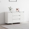 Pangshiyuan Buffet Buffet en bois avec finition laquée lisse, 2 portes, 5 compartiments, design moderne, espace de rangement pour vaisselle et couverts, salon, blanc, 120 x 40,5 x 75 cm