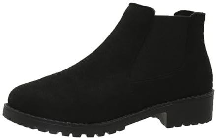 Stivaletti da donna con tacco grosso, suola non silp, in pelle scamosciata, stivali Chelsea comodi per le donne con tacco basso, Nero , 37 EU