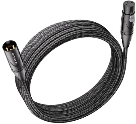 VCELINK XLR-Kabel 3M, Doppelt Geschirmtes Nylongeflochtenes Mikrofonkabel | Vergoldeter Stecker zu Buchse, Kompatibel mit Tonstudio, Auftritte, Live-Sound, Streaming, Karaoke