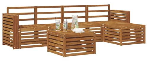 vidaXL Sofagarnituren 6 pcs Natur Massivholz Akazie, Moderner Garten-Sofa, haltbare Terrasse Sitzgelegenheiten, bequemes Lounge-Möbel für draußen