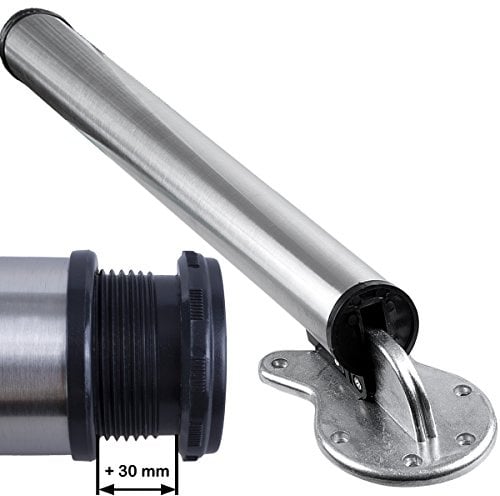 Stahlia 4 x Edelstahl Fi Stützbein Tischfuß klappbar Ø50 mm Tischbeine Möbelfuß |Höhe 710 mm|höhenverstellbar + 30 mm|inkl. Befestigungsmaterial |Tischfuss Verstellfuß Möbel Fuß Füße |