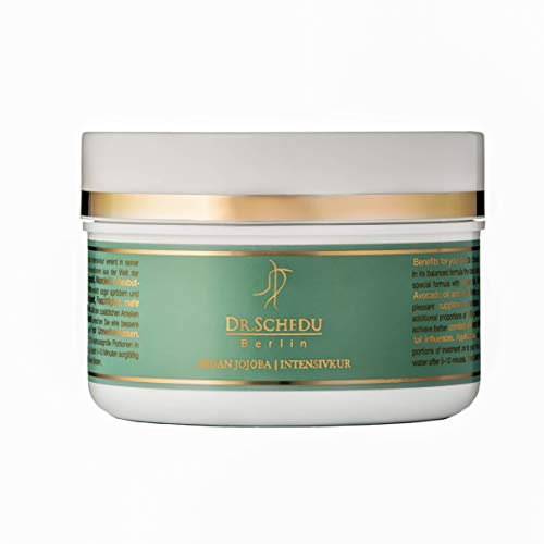 Dr. Schedu Berlin Argan Jojoba Intensivkur 200ml, mit Seidenproteinen, Mandelöl, Algenextrakt, Aloe Vera, Shea Butter und Avocadoöl für trockenes und strapaziertes Haar