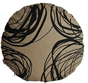 beties - Mystik - Kissenhülle Ø ca. 50 cm; Kissenbezug rund abstraktes Kringel-Design in 100% Baumwolle Toffee Schwarz