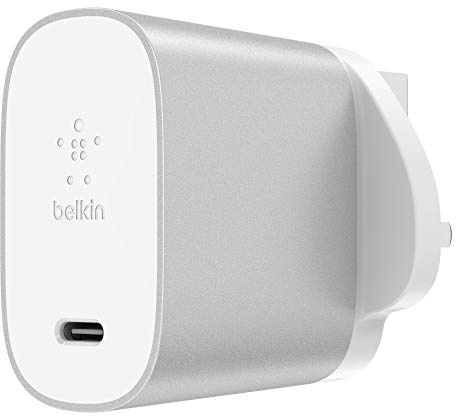 Belkin Boost Charge 27 W USB-C Home Charger, iPhone Fast Charger, Supports Fast Charge for iPhone 11, 11 Pro/Pro Max, XS, XS Max, XR, X, 8/8 Plus and More (USB-C Fast Charger for iPhone), Silver