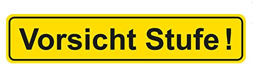 Premium Aufkleber Vorsicht Stufe Hinweis Wetterfest und UV-Beständig Gelb-schwarz