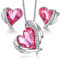 CDE Schmuckset Damen Geschenke für Frauen Herz Halskette Kette Ohrringe Set, Rosegold mit Geschenkbox Valentinstag Jahrestag Geburtstag Muttertags Freundin Ehefrau Mädchen