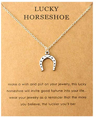 CrownOfRibbons Collier Porte-Bonheur en Forme de Fer à Cheval pour Femmes et Filles, Pendentif Porte-Bonheur, Bijoux Inspirants