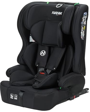 Nania Kinderautositz Isofix Lima I-size 76-150 cm – Gruppe 1/2/3 von 9 bis 36 kg, 15 Monate bis 12 Jahre, verstellbare Kopfstütze, 5-Punkt-Sicherheitsgurt, abnehmbarer Bezug, Isofix-Befestigung
