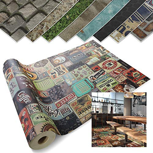 casa pura Revêtement Sol PVC - Stickers Effet 3d - Film Vinyle Pour Meuble & Sol Original - Sol PVC Rouleau Antidérapant Cuisine, Salle de Bain, Bureau - Aspect Café (200x350 cm)
