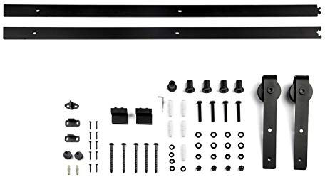 SOTECH Ensemble de portes coulissantes LOUNGE-1 2 pièces. Ferrure pour porte coulissante noire 2 m (vissable sur le côté), galet Ø 70 mm de Sotech