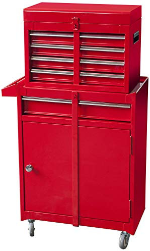 BIG RED ATBT1204R-RED Torin Rolling Garage Workshop Tool Organizer: Detachable 4 Drawer Tool Chest with Large Storage Cabinet and Adjustable Shelf, Red