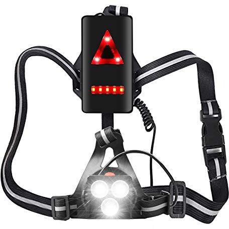 Wiederaufladbare LED Stirnlampe, Lauflicht 500 Lux Wiederaufladbare USB Stirnlampe 4 Modi 3 Weiße Lichter 8 Rote Lichter Wasserdichtes Frontscheinwerferlicht zum Laufen Camping Wandern Angeln
