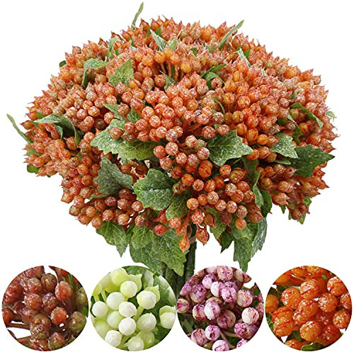 Künstliche Pflanze Beeren Kunstpflanzen Weihnachten Fruchtbeeren Kunstblumen 5 Stiele 30CM für Kranz Handwerk Blumengesteck Dekoration