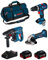 BOSCH Kit 18V BK309BAG (Trapano a Percussione GSB 18V-60 C + Smerigliatrice GWS 18-125 V-LI + Martello Perforatore GBH 18V-21 + 2 Batterie di 5,0 Ah + Caricabatterie + Borsa)