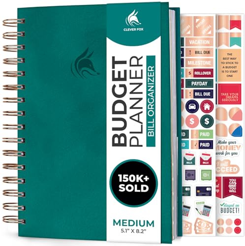 Clever Fox Budget Planner & Monthly Bill Organizer with Pockets. Expense Tracker Notebook, Budgeting Journal and Financial Planner Budget Book to Control Your Money. Medium Size – Dark Teal