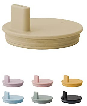 Design Letters deckel für Baby und Kinder Persönliches Trinkglas in Tritan (Beige) - BPA-frei, BPS-frei und EA-frei, matt gefärbter Deckel mit Silikonring, spülmaschinenfest, 14 g