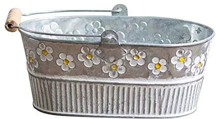 Fenteer Cubos Decorativos de Metal galvanizado, Maceta Vintage rústica, decoración del hogar de Granja - Style4