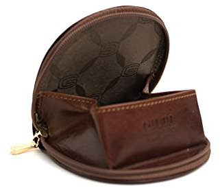 GIUDI ® Münzbörse mit Reißverschluss in Rindsleder, Wiener Schachtel, Minimalistisch, Hochwertig, Nachhaltig (Braun)