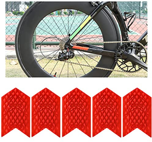 MUQZI Kettenstrebenschutz, 5 Stück Fahrradkettenstreben-Schutzaufkleber aus Silikon Rahmenschutz Fahrrad Schutzfolie für Mountainbike, BMX, Rennrad (Groß-rot)