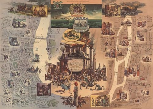 1000 Piece Jigsaw Puzzle | 1957 | A Tale of Two Cities | London, Paris | Pictorial Map