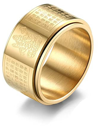 Skcess Ring Herren Gold, Ring Herren Edelstahl Ungültiger Besitz Ringe Herren Geschenke für Männer Größe 65 (20.7)