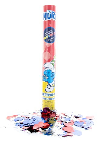 Party Factory `Schlümpfe´ Party Popper 1er Set, 40 cm Konfettikanone mit bunt schimmerndem Konfetti, bis zu 8 m Flughöhe