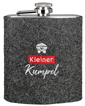 MF Edelstahl Flachmann kleiner Kumpel Filz mit gesticktem Motiv Füllmenge 120ml Ruhrpott