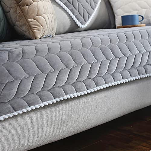 YWQJL Samt Sofabezug Sofaschoner antirutsch1 2 3 4 Sitzer,l Form Sofaüberwurf rutschfest,Sofa Überzug hundedecke Sofa Couch Überzug Couch Überzug Sofa Überwurf,grey-70x150cm
