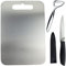 Roellgs Edelstahl 304 Schneidebrett-Set (29 x 20 cm), Langlebiges Home Kitchen Schneidebrett, Easy Kitchen Server mit Schäler und Sicherheitsmesser