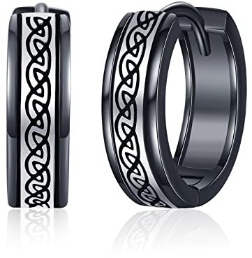 Wikinger Ohrringe 925 Sterling Silber Schwarz Keltische Creolen Punk Gothic Hiphop Ohrringe Wikinger Schmuck Geschenke für Damen Herren