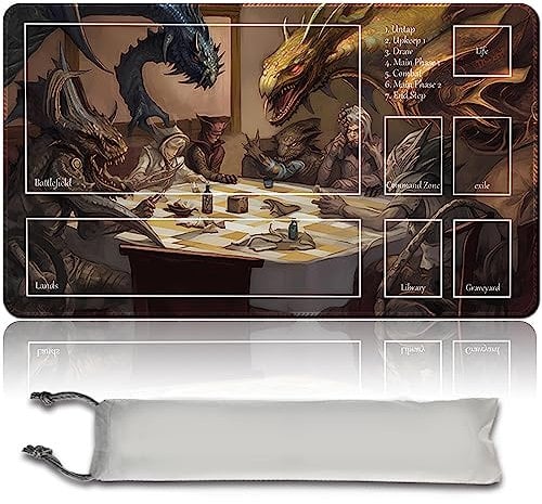 Board Game MTG Playmat + Free Waterproof Bag, Stitched Edges, Smooth Rubber Surface, MTG PlayMat with Zones (An Original ANCESTRAL MASK Playmat) (SLIVERS-PLAYING-POKER)