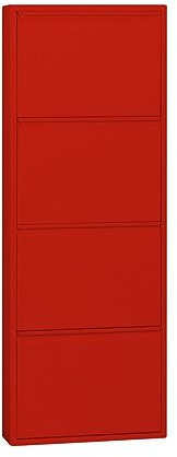 ebuy24 Schuhkommode Schuhkipper Metall Klappschrank - Schuhschrank Pisa 4 Klappen rot 50x140x16 cm für 12 Schuhe schmal hoch