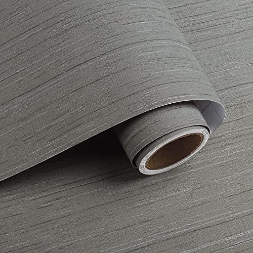 VaryPaper Selbstklebende Tapete Stoffoptik Grau 40cmx200cm Klebefolie Möbel Gestreift Möbelfolie Vintage Selbstklebend Leinen Textur Tapeten Wohnzimmer Wandtapete Badezimmer Schrankfolie