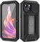 MIYIYQP pour iPhone 15 5G Coque, Aluminium Métal + Verre trempé étanche Antichoc Militaire Heavy Duty Robuste Couverture Housse Coque (Noir)