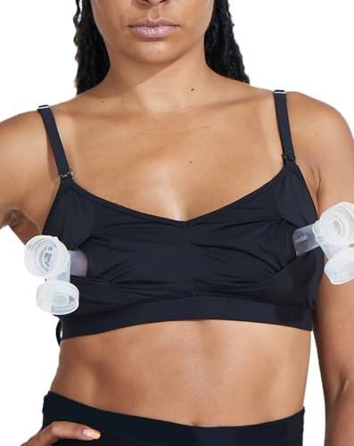 Bodily The Do Anything Nursing Bra for Breastfeeding & Hands Free Pumping, Wireless, Adjustable Maternity Bra, Versatile, Black, S