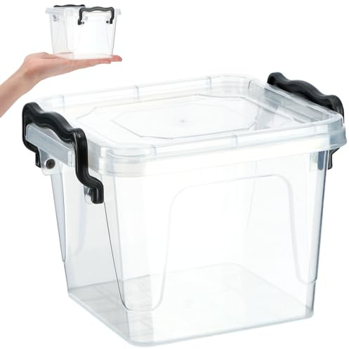 KADAX Aufbewahrungsbox mit Deckel, Robuster Plastikbehälter aus Kunststoff, Lunchbox, Transparente Frischhaltedose, Vesperdose mit Klickverschluss (0,55L)