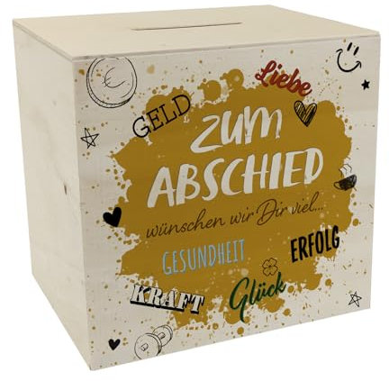 Zum Abschied Wünsche Spardose aus Holz Glückwünsche zum Jobwechsel Ideal für Kollege Gäste Gruß zur Verabschiedung