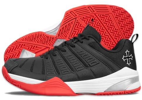 Teuton AC1- All Court - Chaussures de sport polyvalentes pour squash, tennis, padel, pickleball, handball - Idéales pour les surfaces dures, les terrains synthétiques et les jeux de sable., noir, 14.5