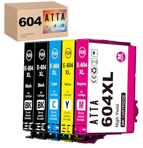 ATTA 604XL Tintenpatronen Kompatibel mit Epson 604 XL Tintenpatronen für Epson XP-2200 XP-3200 XP-2205 XP-3205 XP-4200 XP-4205, Workforce WF-2910DWF WF-2930DWF WF-2935DWF WF-2950DWF (5 Stück)