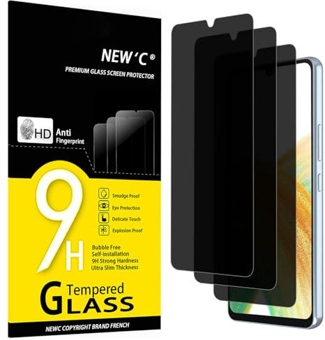 NEW'C 3 Pezzi, Pellicola Protettiva Privacy per Samsung Galaxy A33 5G, Angolo di Privacy 35 Gradi Bilanciato con Protezione per Gli Occhi, Durezza Ultra Resistente 9H, Senza Bolle