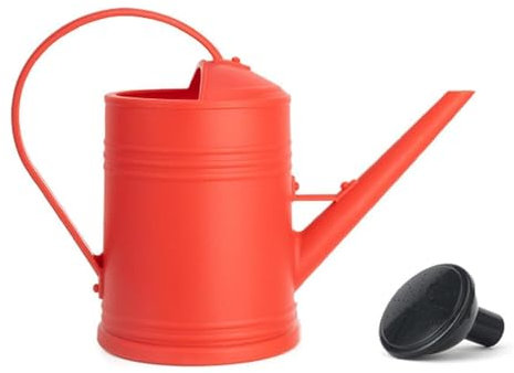 Yeehliny Gießkanne 2 Liter, Gießkanne Zimmerpflanzen, Klein Indoor Gießkanne Kunststoff Gartengießkanne mit Abnehmbarer Brause Pflanzengießkanne Blumengießkanne Dekogießkanne (Retro Rot)