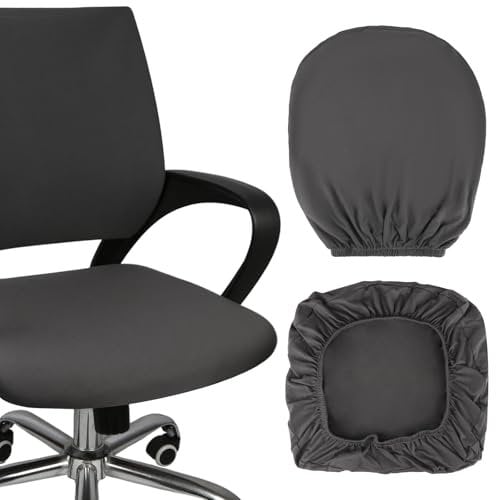 GHVACZS Dunkelgrau Bürostuhl Bezug, Waschbarer Bezug Bürostuhl, Elastischer Bezug für Bürostuhl, Geeignet für die Meisten Bürostühle 38-48cm (Rückenlehnenbezug und Sitzkissenbezug)