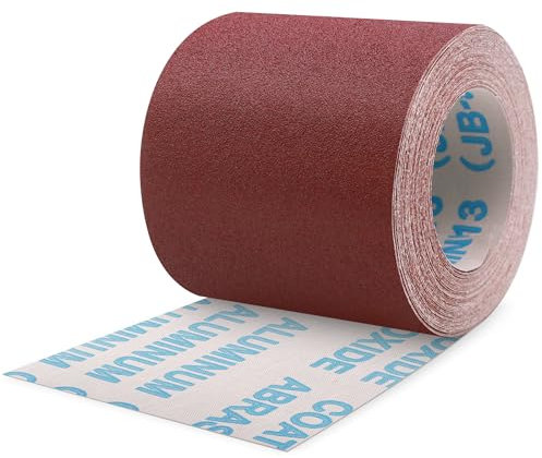 ZEHIQ Schleifpapier Rolle, Schleifpapierrollen Körnung 120, 100 mm x 10 m Schleifleinen Rolle für Handschleifer, Schwingschleifer, Schleifpapier für Holz, Metall, Farbe