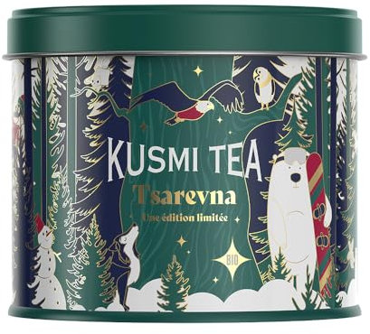 Kusmi Tea – Tsarevna -Weihnachtsschwarztee bio – Noten von Orange, Vanille und Gewürzen – Limitierte Auflage 2024 – Metalldose 120 g – ca. 50 Tasse (Frosty Christmas)